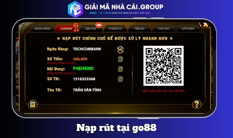 Giao dich nap – rut tien go88